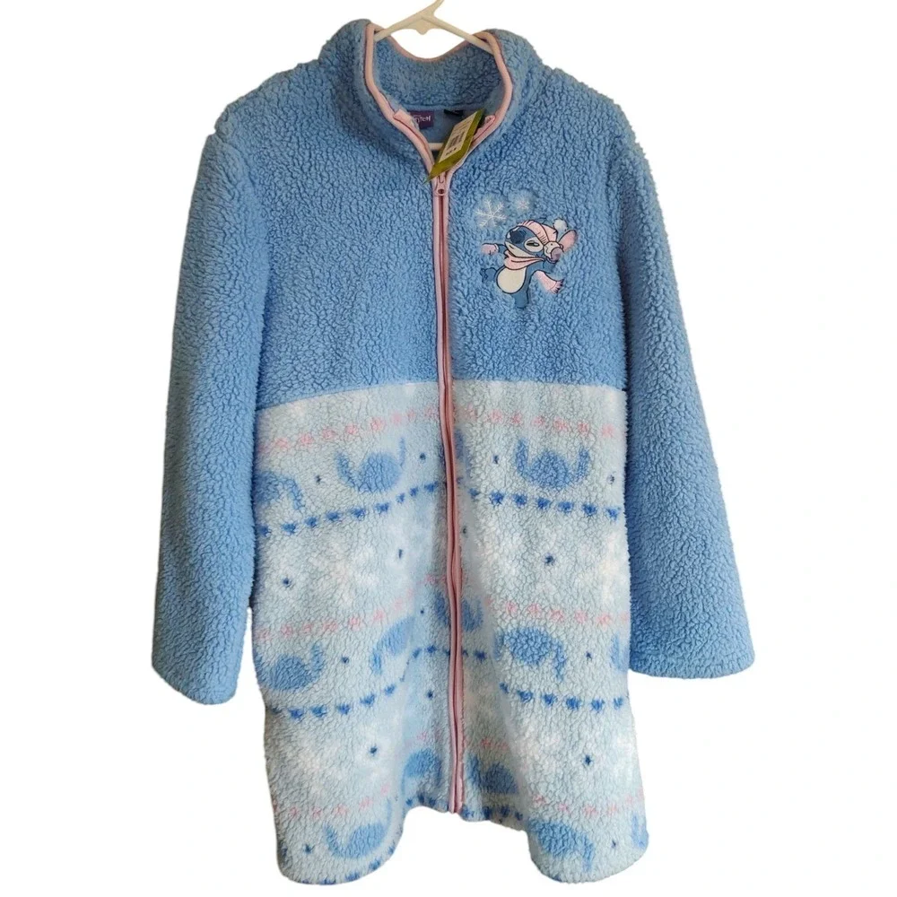 Disney Stitch Zip Front Robe Womens Size‎ Medium Fleece Blue Pink New With Tags - Picture 4 of 12